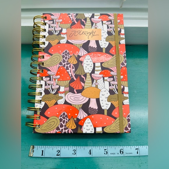 New Jumbo Mushroom Print Gold Spiral Journal Notebook - Picture 2 of 9